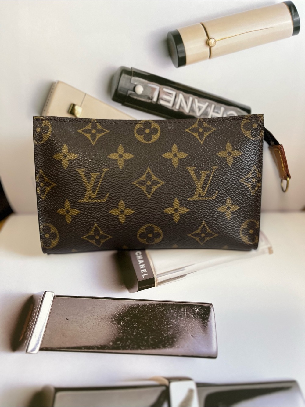 Louis Vuitton Monogram Canvas Zip Pouch — Brown/Gold